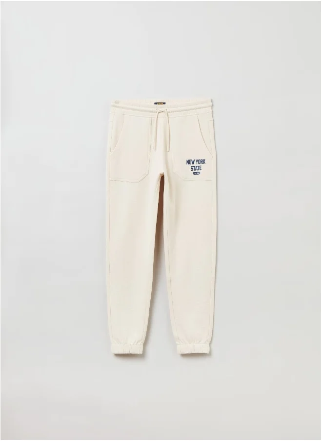 Ovs Fleece joggers with lettering print