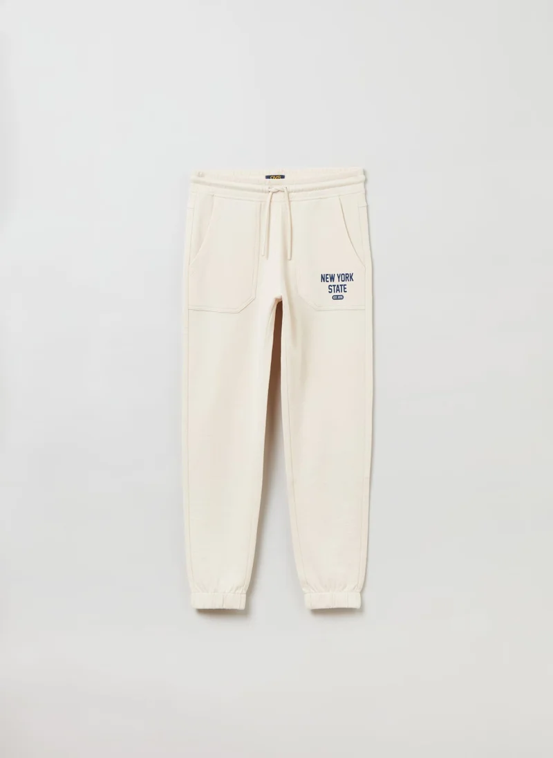 او في اس Fleece joggers with lettering print