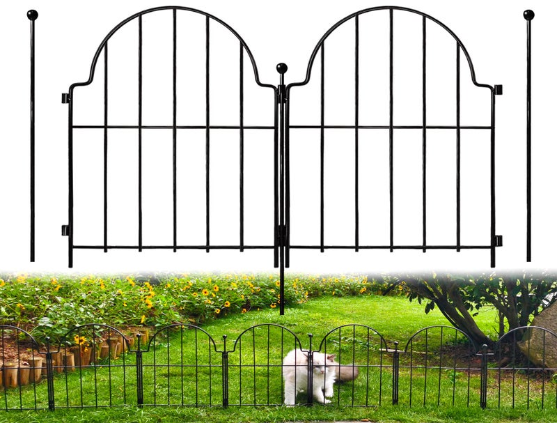 Blingluck Garden Fence, 17in(H) x 27.5 ft(L) Arched Rustproof Metal No Dig Fence Garden Fence Border,Ground Stake Animal Barrier Fence for Rabbit Dog, Outdoor Landscape Decor for Yard & Patio,25 Pack - Image 1