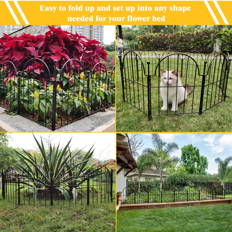 Blingluck Garden Fence, 17in(H) x 27.5 ft(L) Arched Rustproof Metal No Dig Fence Garden Fence Border,Ground Stake Animal Barrier Fence for Rabbit Dog, Outdoor Landscape Decor for Yard & Patio,25 Pack - Image 3