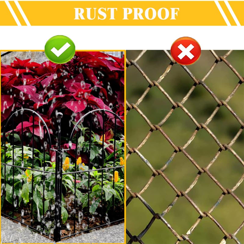 Blingluck Garden Fence, 17in(H) x 27.5 ft(L) Arched Rustproof Metal No Dig Fence Garden Fence Border,Ground Stake Animal Barrier Fence for Rabbit Dog, Outdoor Landscape Decor for Yard & Patio,25 Pack - Image 5