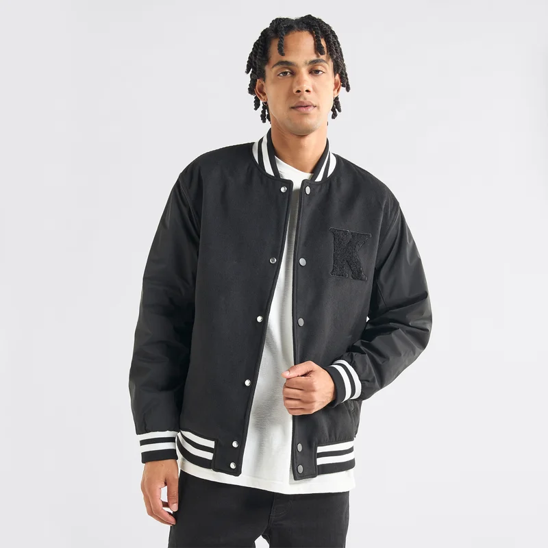 Splash FAV Varsity Applique Detail Button Through Jacket with Pockets