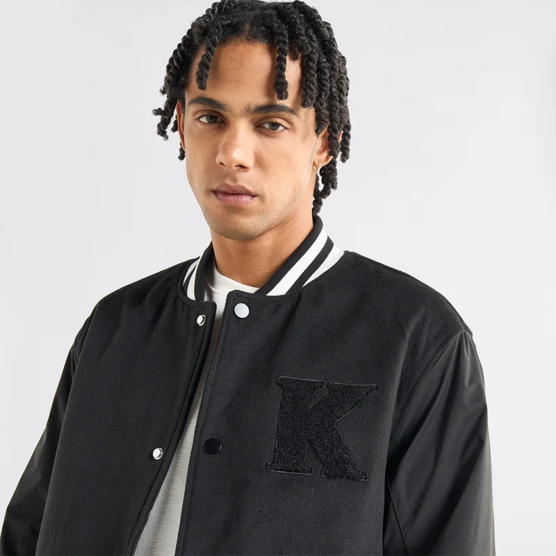 Splash FAV Varsity Applique Detail Button Through Jacket with Pockets