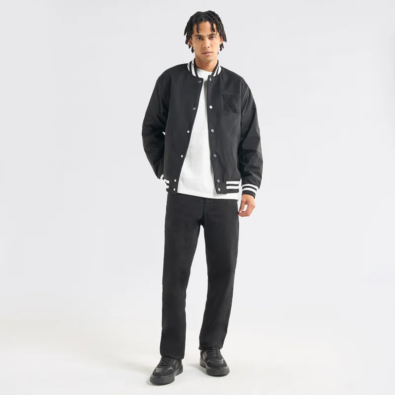 Splash FAV Varsity Applique Detail Button Through Jacket with Pockets