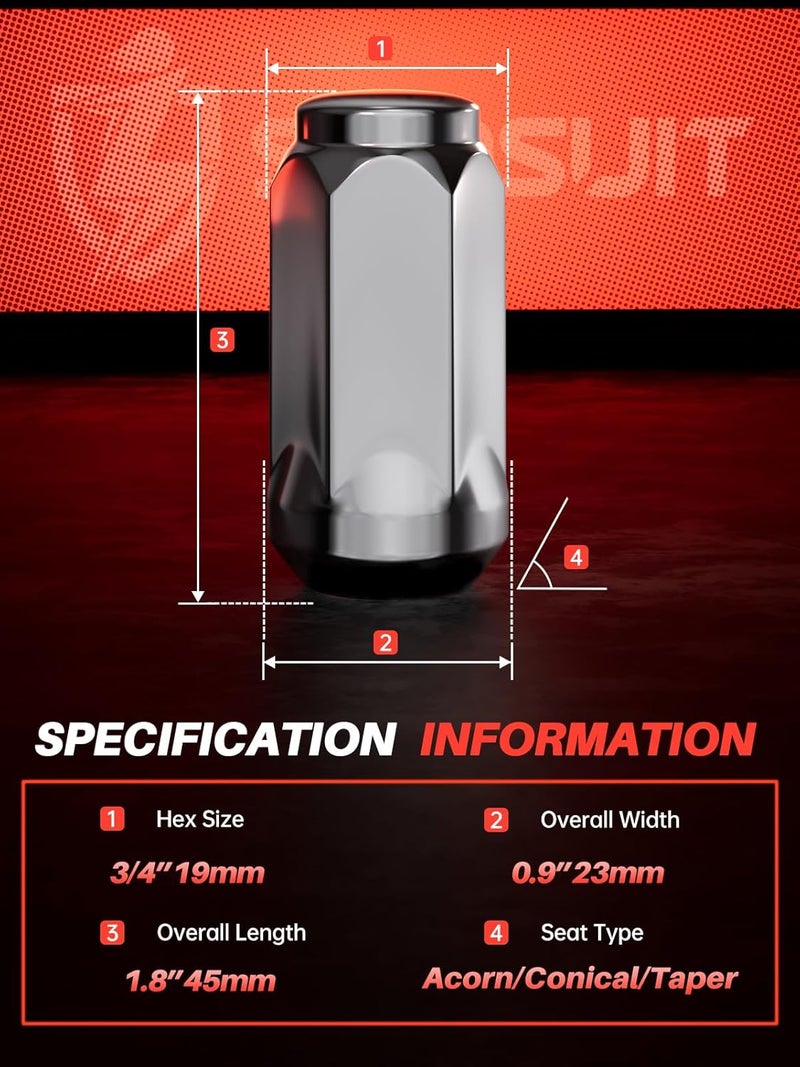 Sposuit M14x1.5 Closed End Chrome Lug Nuts - 20 Pcs for Honda Civic Type R, Odyssey, Pilot, Ridgeline, Passport - Image 2