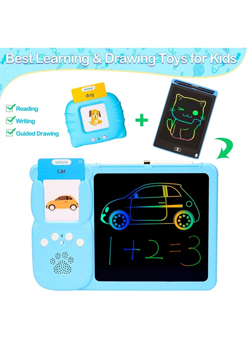 null - Talking Flash Cards LCD Writing Board, Smart Card Writing Board for kids,Educational Learning Tools with 112 cards with 224 words. Blue - Image 1