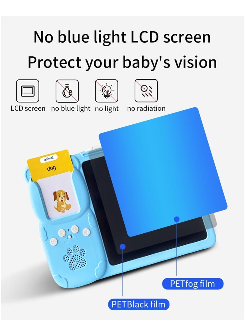 null - Talking Flash Cards LCD Writing Board, Smart Card Writing Board for kids,Educational Learning Tools with 112 cards with 224 words. Blue - Image 1