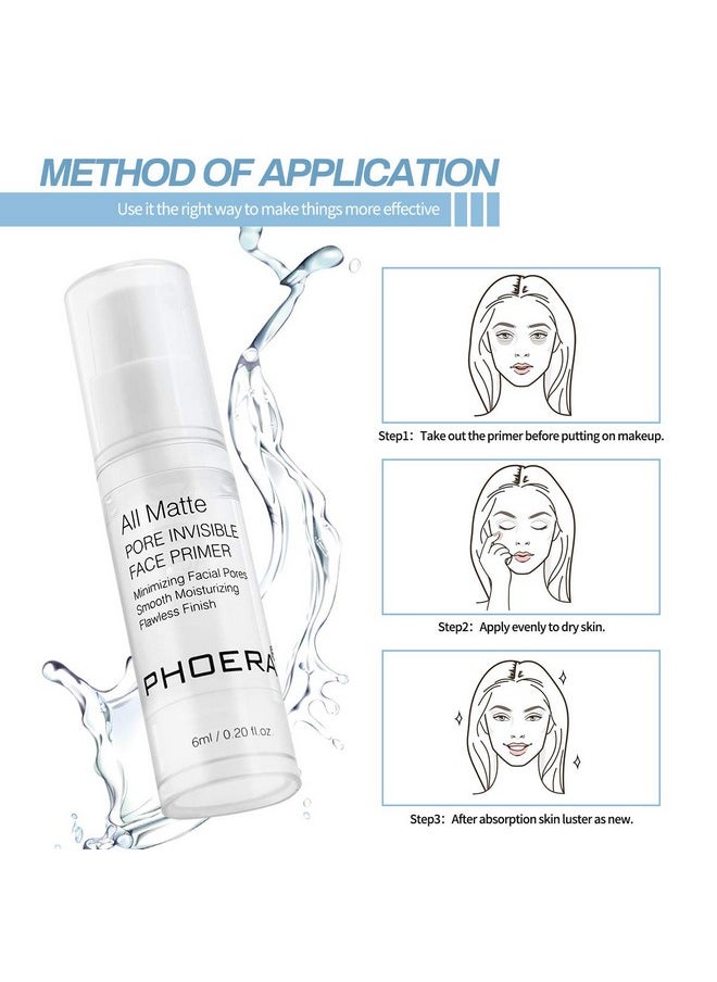 Phoera - Primer Face Foundation Primers,Face Primer For Makeup Long Lasting Hydrating Smoothing Isolated Moisturizing Oil Free Effect Make Up Base Matte Makeup Primer (6Ml) - Image 1