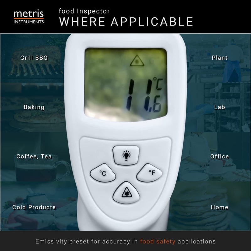 Metris Instruments مقياس حرارة ليزر رقمي للأغذية Metris Instruments FI40L - مسدس حراري لقياس درجة الحرارة للطبخ، المطبخ، الشواء، الشواء، الخبز - Image 4