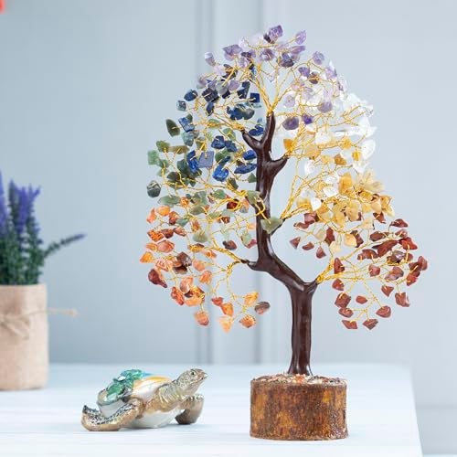 ZAICUS Seven Chakra Crystal Tree Showpiece for Home Decoration | 8-10 Inch Handcrafted Good Luck Feng Shui Tree | Gift Item for Women | Living Room Decor | Healing Chakra Tree - Image 5