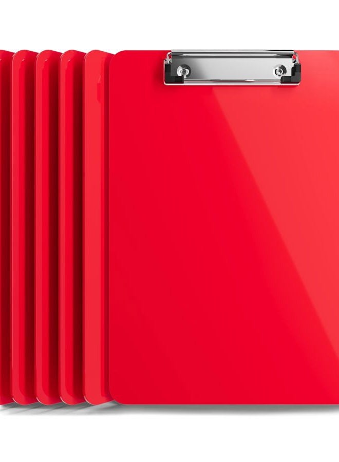 Office Solutions Direct Plastic Clipboards (Set of 6) Multi Pack Clipboard (Red) Strong 12.5 x 9 Inch | Holds 100 Sheets! Acrylic Clipboards with Low Profile Clip | Cute Clip Boards Board Clips - Image 1