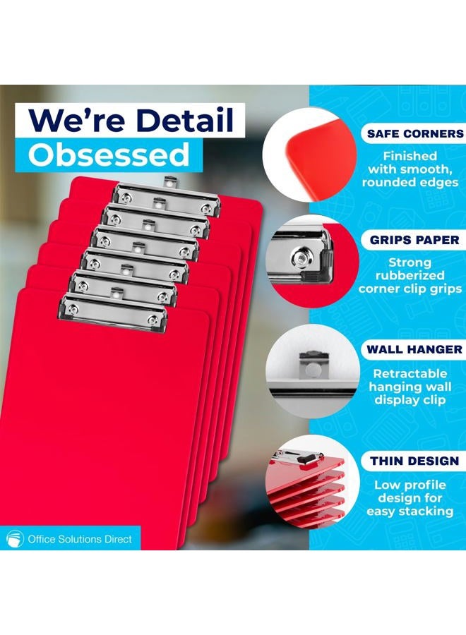 Office Solutions Direct Plastic Clipboards (Set of 6) Multi Pack Clipboard (Red) Strong 12.5 x 9 Inch | Holds 100 Sheets! Acrylic Clipboards with Low Profile Clip | Cute Clip Boards Board Clips - Image 4