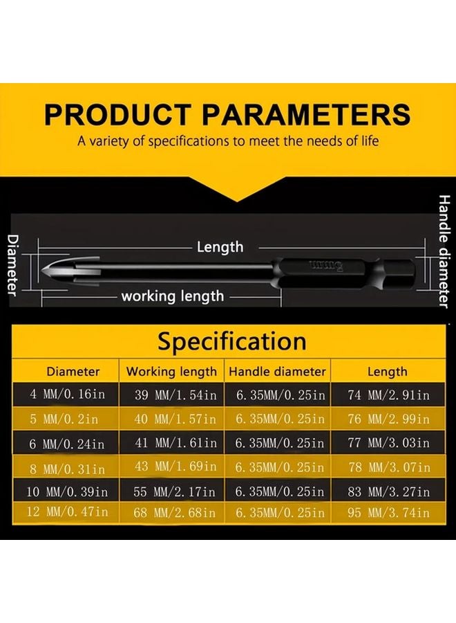 3PCS 12MM Carbide Drill Bit Set For Glass Concrete Tile Ceramic Wall - Image 4