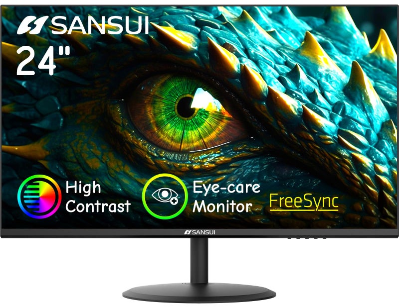 SANSUI Computer Monitor 24 inch Eye Care FHD 1080P Display HDMI,VGA Ports with 178Â° Viewing Angle/Frame-Less/Tilt/VESA Compatible for Office and Home - Image 1