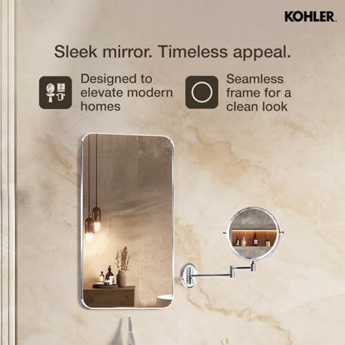 Kohler Lison Detailing Mirror with 2x Magnification | Wall Mounted Round Mirror | Swing-out Extendable Frame | Double Sided Mirror for Shaving, Makeup | 3 Years Warranty, 180 mm - Image 3