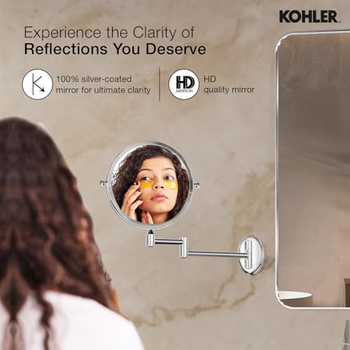 Kohler Lison Detailing Mirror with 2x Magnification | Wall Mounted Round Mirror | Swing-out Extendable Frame | Double Sided Mirror for Shaving, Makeup | 3 Years Warranty, 180 mm - Image 2