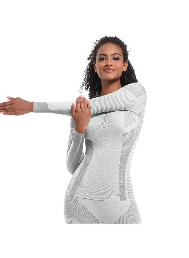 NIBEMINENT Yoga Shirts For Women Long Sleeve Skiwear Winter Fitness Running Gym Clothes Workout Dry Fit Breathable High Elastic Sports Top - Image 3