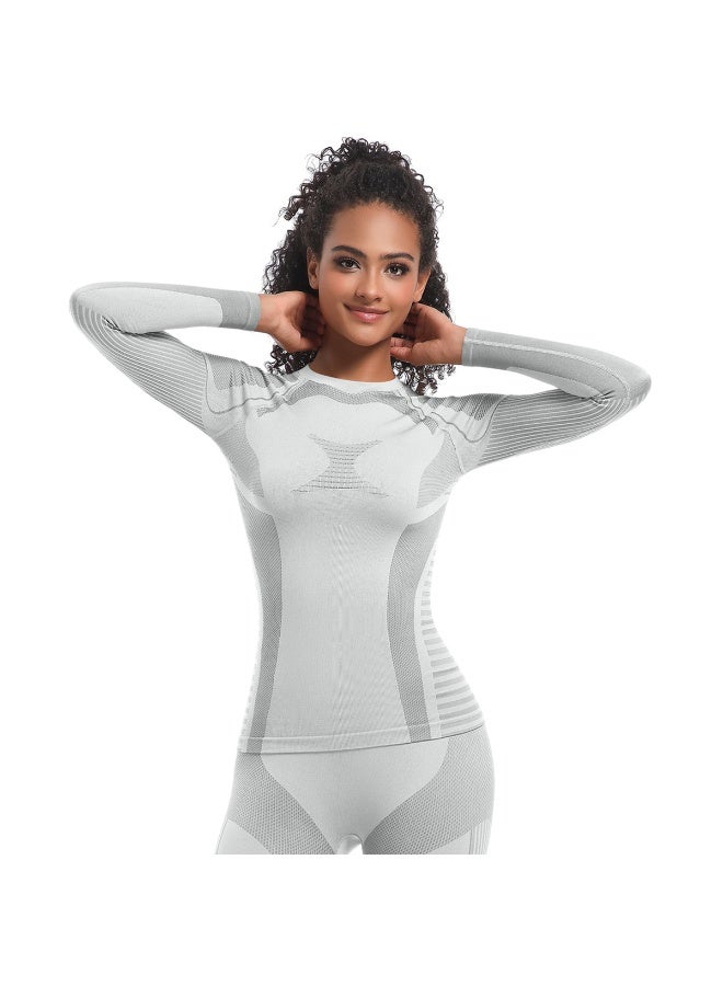 NIBEMINENT Yoga Shirts For Women Long Sleeve Skiwear Winter Fitness Running Gym Clothes Workout Dry Fit Breathable High Elastic Sports Top - Image 4