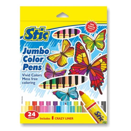 Stic Colorstix 24 Shades Colour Thick Sketch Pens Set For Kids Art Kit Stationery Markers Items School Pack Artists Sketching Drawing Materials Craft Supplies Toy Return Gift ,Ink Multicolor - Image 1