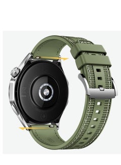 Generic 22mm For Huawei Watch GT4 46 2023 Nylon Braided Silicone Composite Watch Strap, Olive green  - Image 1