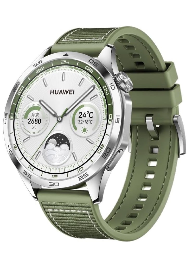 Generic 22mm For Huawei Watch GT4 46 2023 Nylon Braided Silicone Composite Watch Strap, Olive green  - Image 2