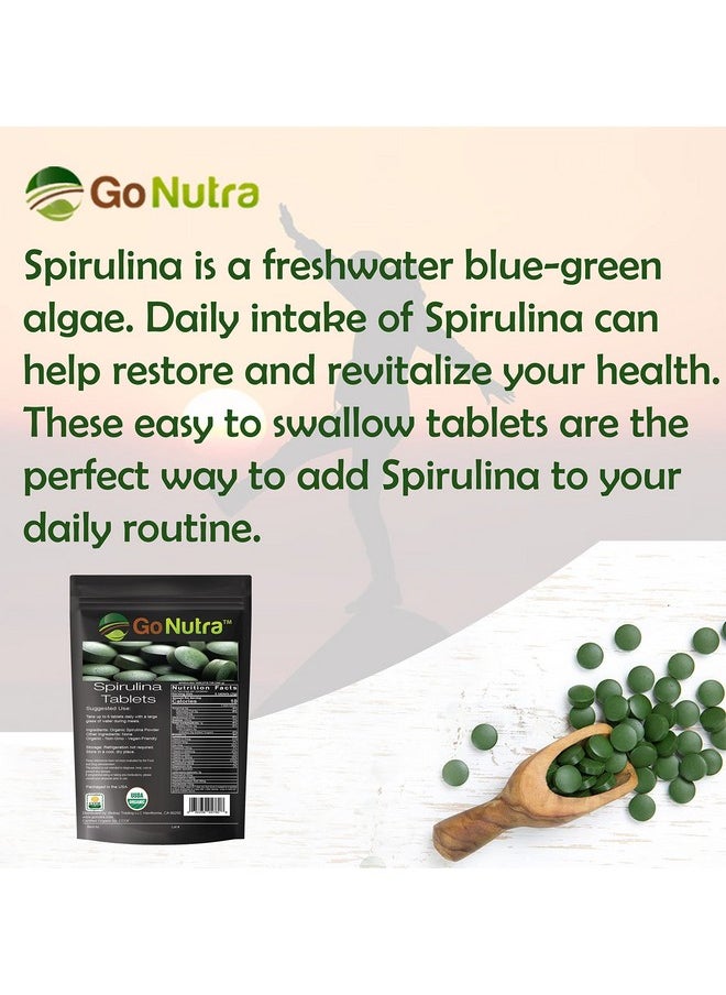 Go Nutra - Organic Spirulina Tablets 3000Mg Per Serving 720 Tablets Superfoods Rich In Minerals Vitamins Chlorophyll Amino Acids Fatty Acids Fiber & Proteins. Nonirradiated Nongmo & Vegan - Image 1