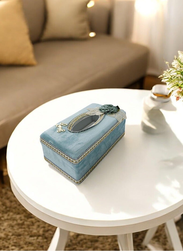BABAZAM Tissue Box Holder Rectangle Durable Elegant & Stylish Tissue Box Holder for Living Room Office Home Table Decor 24x13x9cm Blue  - Image 5