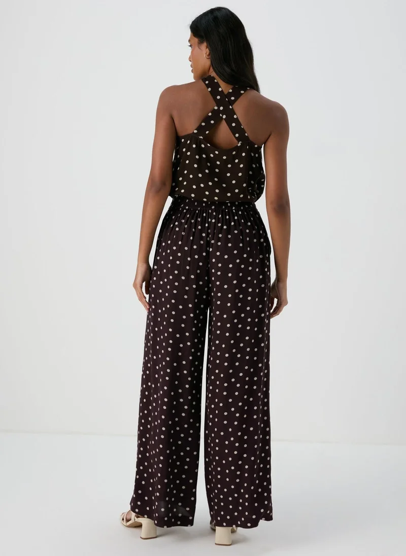 Matalan Et Vous Brown Spot Print Wide Leg Co Ord Trousers