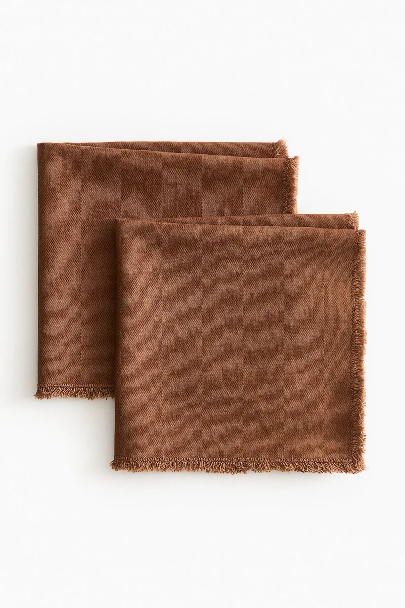 اتش اند ام مناديل من مزيج الكتان - قطعتين