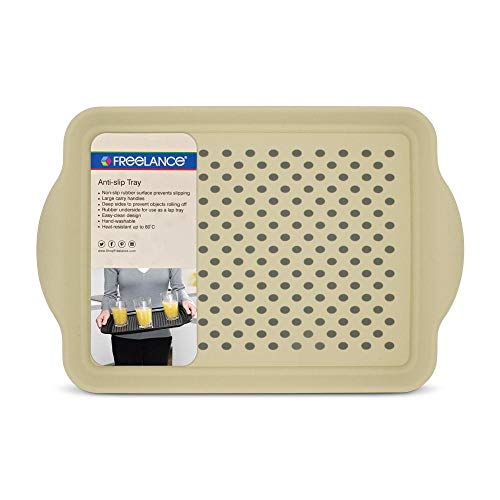 Freelance Anti Slip Serving Tray - 40.2 x 27 cm - Cream - Non-Slip Rubber Surface, Break-Resistant - Versatile Anti Skid PP Plastic Kitchen & Dining/Coffee Table Trays for Breakfast/Food/Tea - Image 4