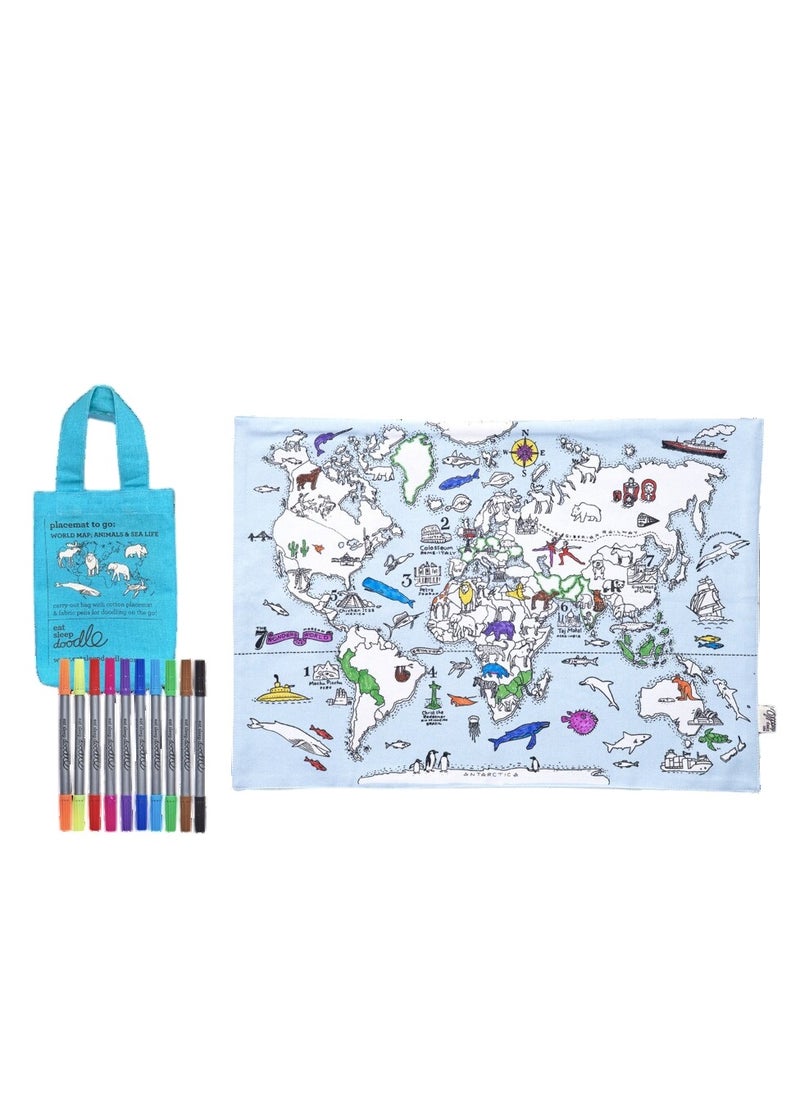 eatsleepdoodle - Coloring Placemat, World Map - Image 1