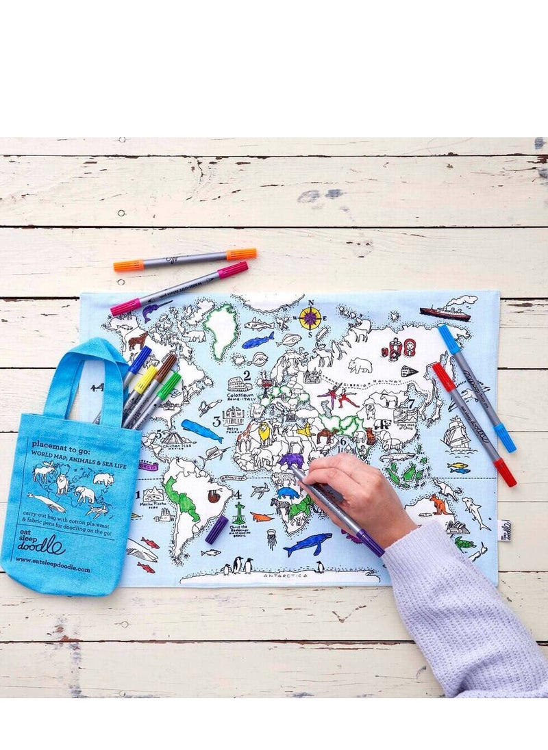 eatsleepdoodle - Coloring Placemat, World Map - Image 1