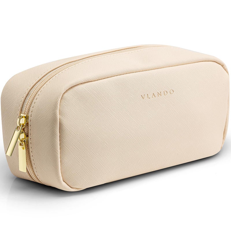 Vlando Small Makeup BagMakeup PouchTravel Makeup Organizer Bag Valentines Gifts for Women Purse Travel Accessories Toiletry Bag Skincare BagWhite