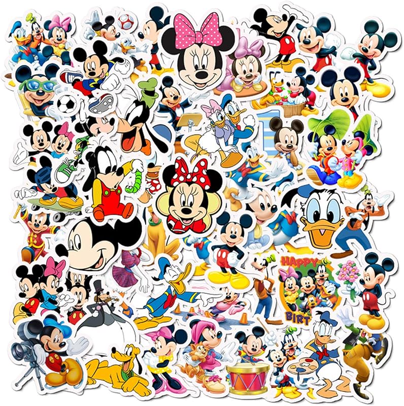 N&S 50Pcs Cartoon Mickey Mouse Theme Vinyl Waterproof Stickers for Water Bottle Cup Laptop Guitar Car Motorcycle Bike Skateboard Luggage Box Graffiti Patches CJHSL