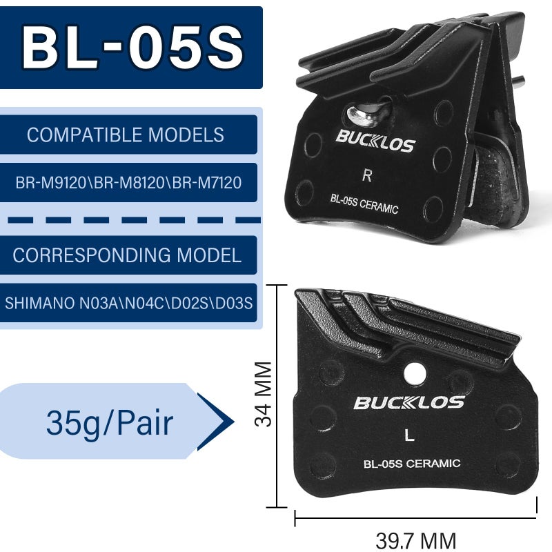 BUCKLOS BL-05S Bike Brake Pads,Ceramic Bicycle Disc Brake Pads Compatible with Shimano N03A N04C D02S D03S BR-M9120 BR-M8120 BR-M7120 - Image 4