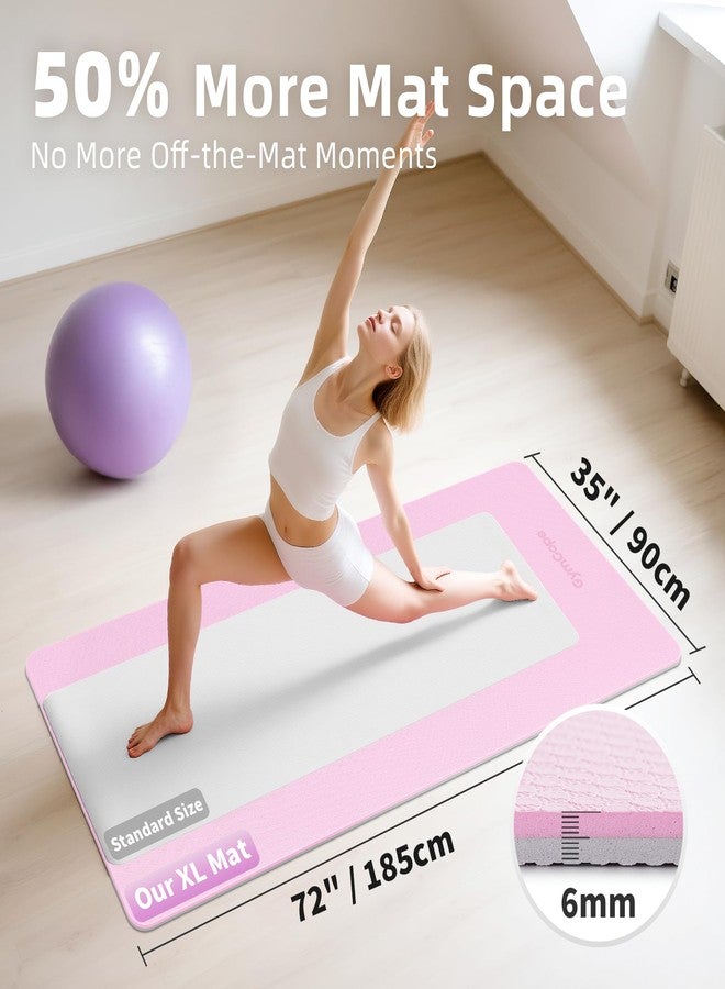 GymCope Extra Large Yoga Mat - 72"x35", Non-Slip TPE Exercise Mat for Women & Men, 1/4" Thickness Pilates Mat for Home Gym, Yoga & Barefoot Workouts, with Towel, Straps - Image 2