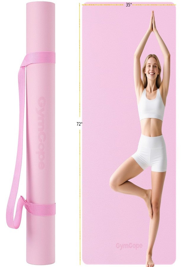 GymCope Extra Large Yoga Mat - 72"x35", Non-Slip TPE Exercise Mat for Women & Men, 1/4" Thickness Pilates Mat for Home Gym, Yoga & Barefoot Workouts, with Towel, Straps - Image 1