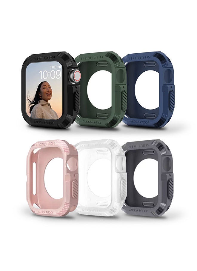O Ozone Rugged Case for Apple Watch 41mm (Pack of 6) Protective Cover Shockproof Design - Clear/Black/Pink/Blue/Green/Grey  - Image 1