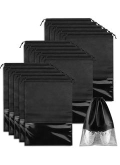 BLOOMING TIME 15-Piece Non-Woven Dust Proof Travel Shoe Bags Black 32x44cm  - Image 1