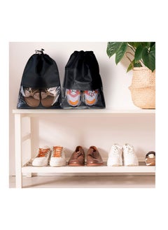 BLOOMING TIME 15-Piece Non-Woven Dust Proof Travel Shoe Bags Black 32x44cm  - Image 2