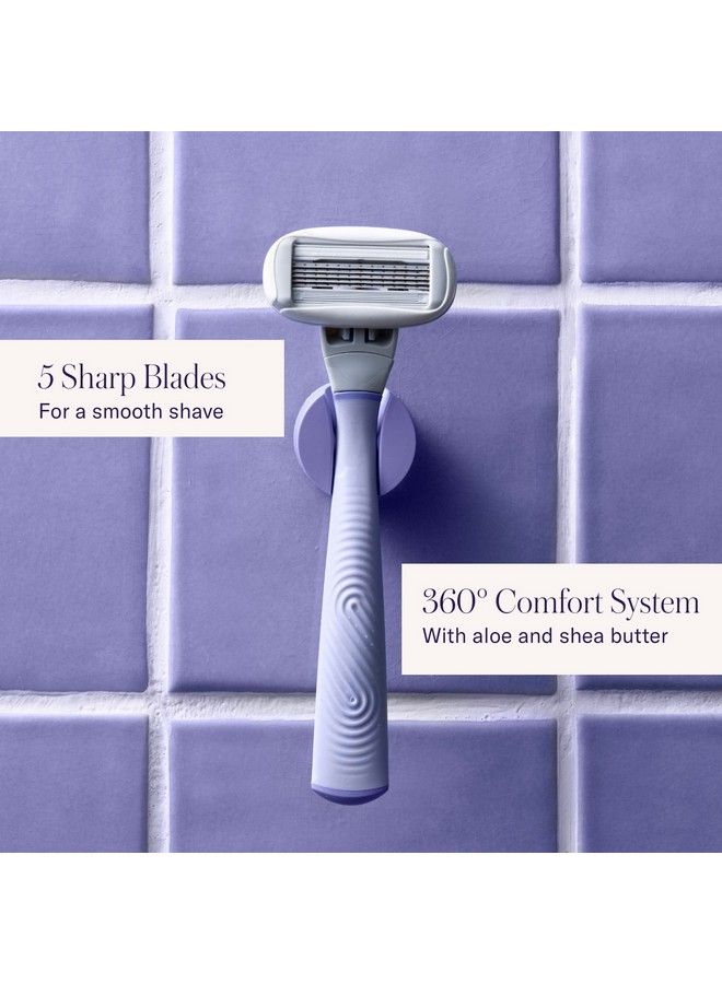 Flamingo 5Blade Razors For Women 1 Razor Handle + 4 5Blade Refills + 1 Shower Holder Lilac - Image 5