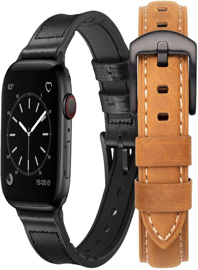 Next Next Store 2 Pack Premium Leather Band Compatible with iWatch Bands for Men Women Series 1/2/3/4/5/6/7/8/9 42mm 44mm 45mm 49mm