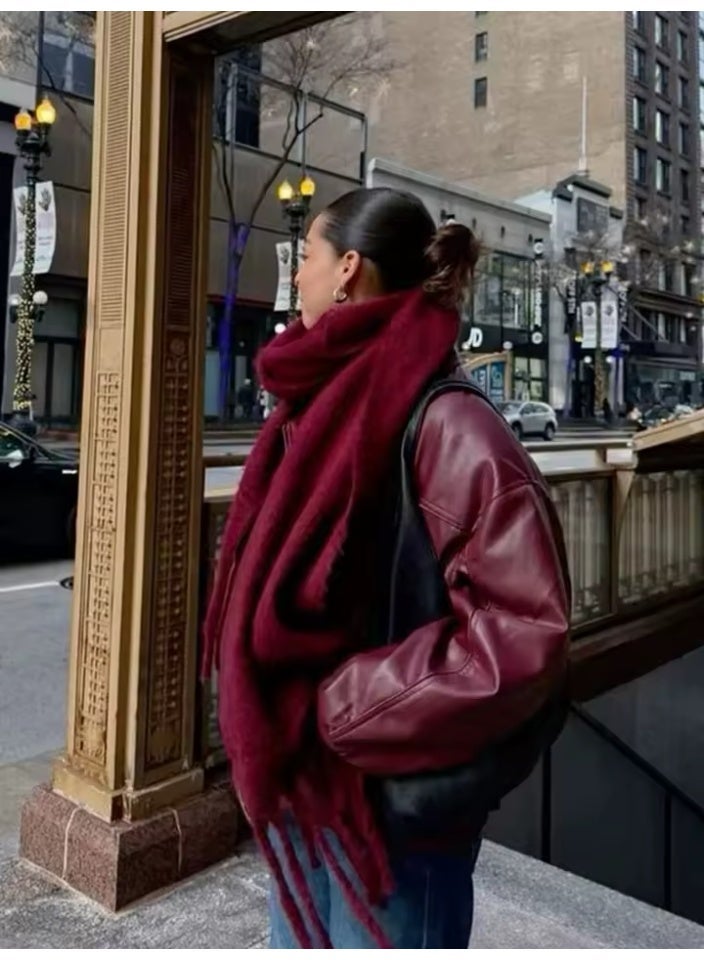 Shein scarf mikasa Premium Soft Wool Red Scarf – Unisex Winter Shawl Symbolizing Love, Warmth & Protection scarf mikasa - Image 2