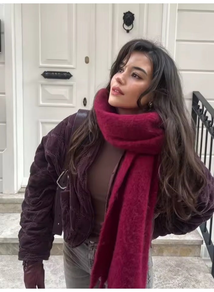 Shein scarf mikasa Premium Soft Wool Red Scarf – Unisex Winter Shawl Symbolizing Love, Warmth & Protection scarf mikasa - Image 3