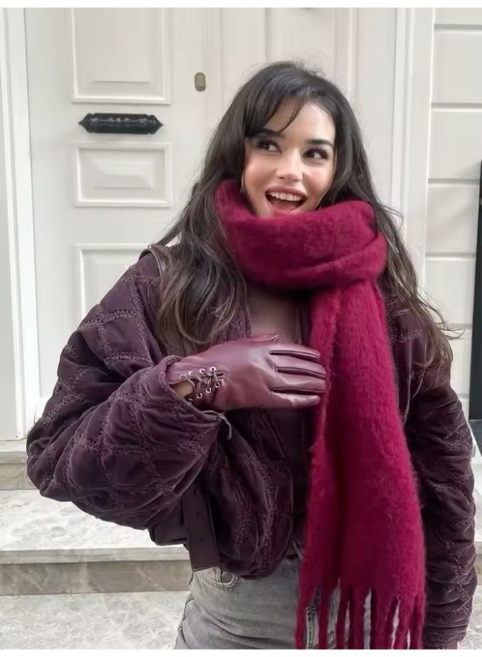 Shein scarf mikasa Premium Soft Wool Red Scarf – Unisex Winter Shawl Symbolizing Love, Warmth & Protection scarf mikasa - Image 4