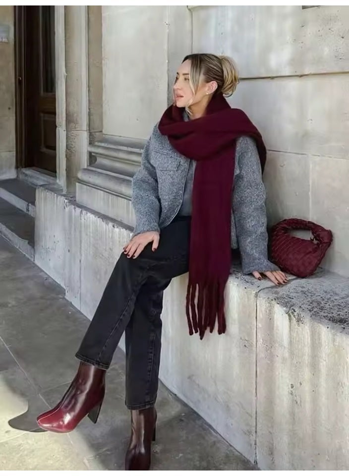 Shein scarf mikasa Premium Soft Wool Red Scarf – Unisex Winter Shawl Symbolizing Love, Warmth & Protection scarf mikasa - Image 1