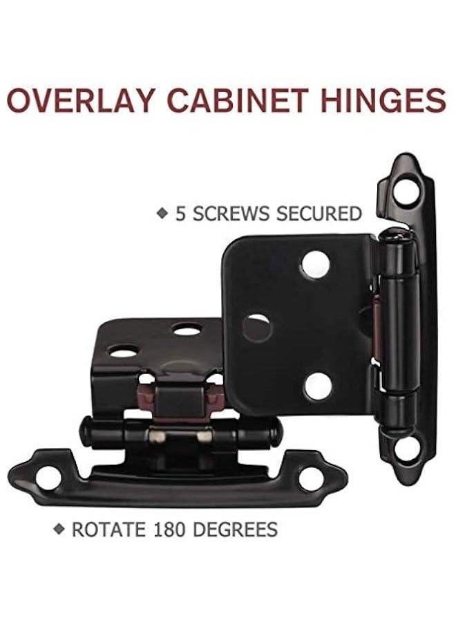 12 PCS Black Cabinet Door Hinges, 1/2 Overlay Kitchen Self Closing Hinges Hardware Replacement(6 Pairs)  - Image 5