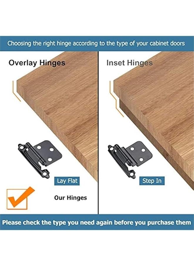 12 PCS Black Cabinet Door Hinges, 1/2 Overlay Kitchen Self Closing Hinges Hardware Replacement(6 Pairs)  - Image 2