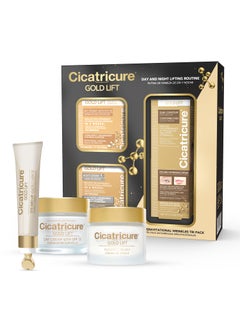 CICATRICURE CICATRICURE Gold Lift Anti Gravitational Wrinkles Skin Care Gift Set with Day AntiWrinkle Cream  SPF 30  Night AntiWrinkle Cream  Dual Contour Eye and Lip Wrinkle Cream 3 Piece Set 