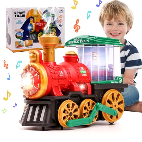 KidsMind Electric Steam Train Toy for Toddlers 35Bump and Go Truck wSteam LocomotiveSmokeLight Sound 360 Rotation Christmas Train Truck Toys Birthday Gift for Toddler 1 3 4 5 6 Year Old Boys Girls Kids - Image 1